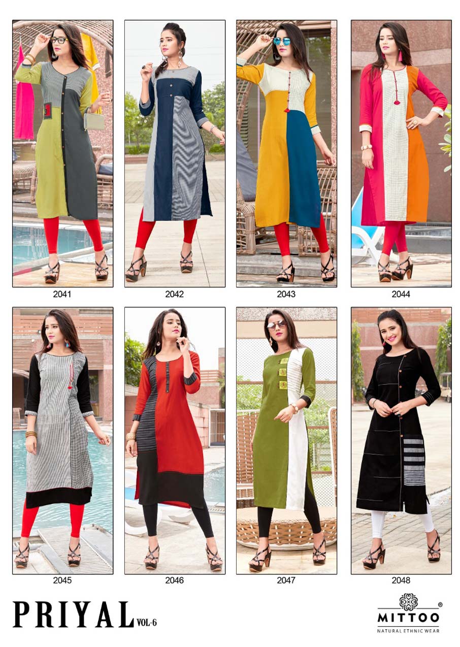 Priyal Vol-6 Mittoo Cotton Flax Straight Kurti Wholesaler Priyal Vol-6 Mittoo Cotton Flax Straight Kurti Wholesaler